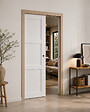 GD MENUISERIES - Porte Coulissante Korya Blanc 3 panneaux H204 x L83 cm, Galandage, kit de finition - vignette