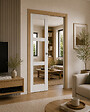 GD MENUISERIES - Porte Coulissante Kenya Blanc Vitrage transparent H204 x L83 cm, Galandage, kit finition - vignette