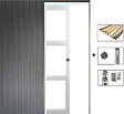 GD MENUISERIES - Porte Coulissante Kenya Blanc Vitrage transparent H204 x L83 cm, Galandage, kit finition - vignette
