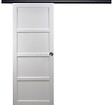 GD MENUISERIES - Porte Coulissante Tamera blanc 4 panneaux H204 x L63 cm, Rail Alu bandeau noir, Coquilles - vignette