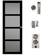 GD MENUISERIES - Porte Coulissante Telia Noir Vitrée H204 x L73 cm, serrure condamnation - vignette