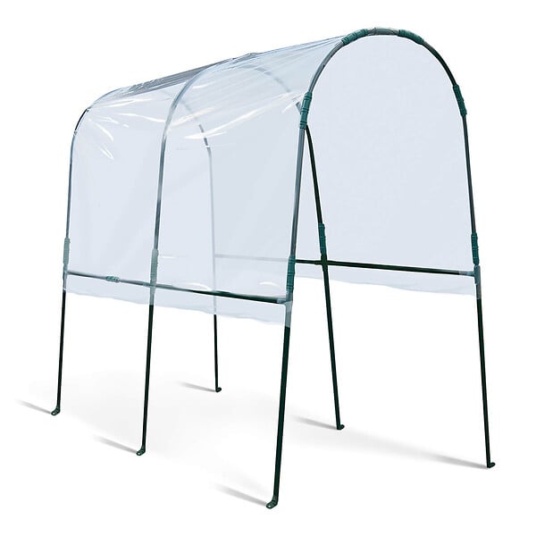 ID MARKET - Serre à tomates de jardin 200 x 120 x 170 cm avec bâche transparente + arceaux en acier - large