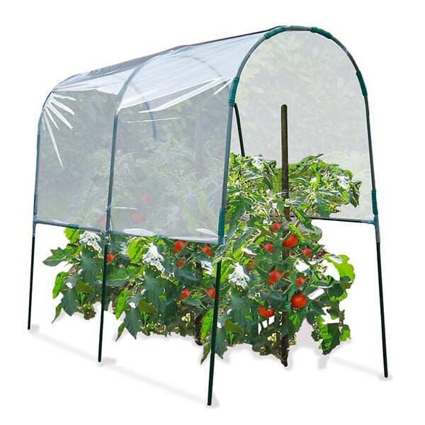 ID MARKET - Serre à tomates de jardin 200 x 120 x 170 cm avec bâche transparente + arceaux en acier - large