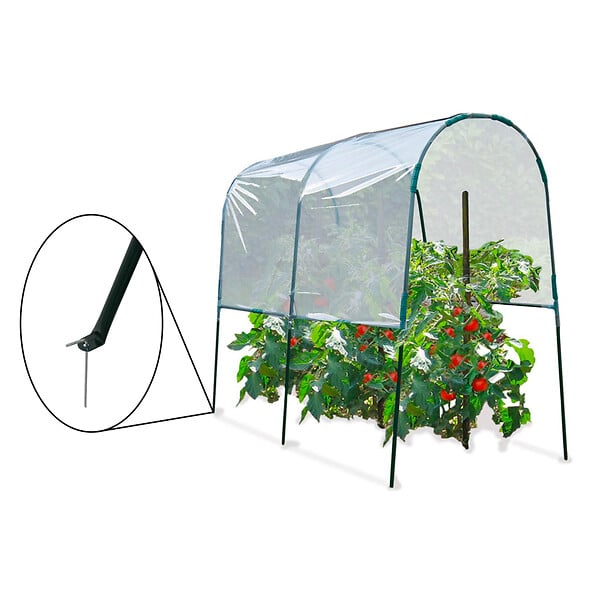 ID MARKET - Serre à tomates de jardin 200 x 120 x 170 cm avec bâche transparente + arceaux en acier - large