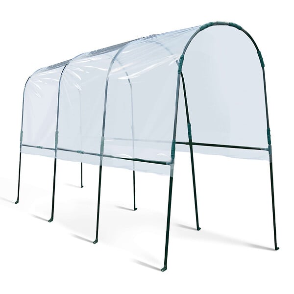 ID MARKET - Serre à tomates de jardin 400 x 120 x 170 cm avec bâche transparente + arceaux en acier - large