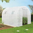 ID MARKET - Bâche de rechange pour serre de jardin tunnel 6m² 3 x 2 x 2 m anti-UV avec porte et fenêtres ROMA blanche - vignette