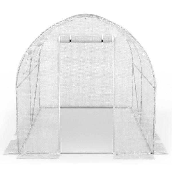 ID MARKET - Bâche de rechange pour serre de jardin tunnel 6m² 3 x 2 x 2 m anti-UV avec porte et fenêtres ROMA blanche - large