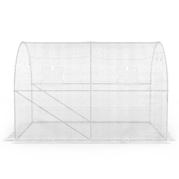 ID MARKET - Bâche de rechange pour serre de jardin tunnel 6m² 3 x 2 x 2 m anti-UV avec porte et fenêtres ROMA blanche - large