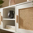 OVIALA - Meuble TV d'angle 120 cm en rotin synthétique scandinave crème - Adam - vignette