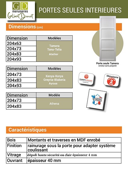 GD MENUISERIES - Porte Coulissante bois Ayous Vitrage transparent H204 x L73 cm, Galandage - large
