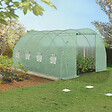 ID MARKET - Bâche de rechange pour serre de jardin tunnel 12m² 4 x 3 x 2 m anti-UV avec porte et fenêtres ZEBRA verte - vignette