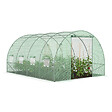 ID MARKET - Bâche de rechange pour serre de jardin tunnel 12m² 4 x 3 x 2 m anti-UV avec porte et fenêtres ZEBRA verte - vignette
