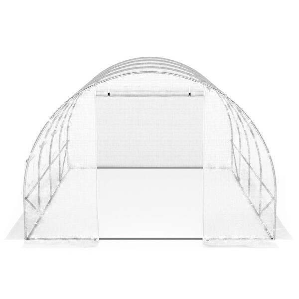 ID MARKET - Bâche de rechange pour serre de jardin tunnel 12m² 4 x 3 x 2 m anti-UV avec porte et fenêtres ZEBRA blanche - large
