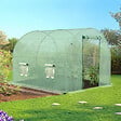 ID MARKET - Bâche de rechange pour serre de jardin tunnel 6m² 3 x 2 x 2 m anti-UV avec porte et fenêtres ROMA verte - vignette