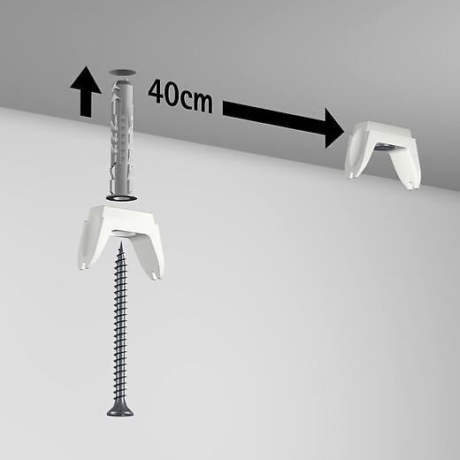 ARTITEQ - Cimaises XPO Rail 200cm + clips + vis et chevilles multimatériaux - Cimaise Tableau Artiteq Blanc - large