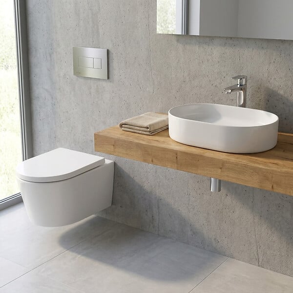 VILLEROY & BOCH - Pack WC bâti-support Villeroy & Boch + WC suspendu sans bride Swiss Aqua Technologies + abattant SoftClose + Plaque (VCNSAT2CH) - large