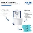 GROHE - Pack WC suspendu sans bride Start Round Ceramic  + Bati support hauteur réduite universel mur-sol + Plaque carré chromé - vignette
