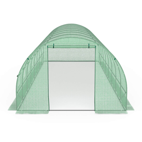 ID MARKET - Bâche de rechange pour serre de jardin tunnel 24m² 8 x 3 x 2 m anti-UV avec porte et fenêtres DES ANDES verte - large