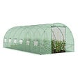 ID MARKET - Bâche de rechange pour serre de jardin tunnel 18m² 6 x 3 x 2 m anti-UV avec porte et fenêtres CRIMÉE verte - vignette