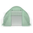 ID MARKET - Bâche de rechange pour serre de jardin tunnel 18m² 6 x 3 x 2 m anti-UV avec porte et fenêtres CRIMÉE verte - vignette