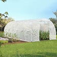 ID MARKET - Bâche de rechange pour serre de jardin tunnel 18m² 6 x 3 x 2 m anti-UV avec porte et fenêtres CRIMÉE blanche - vignette