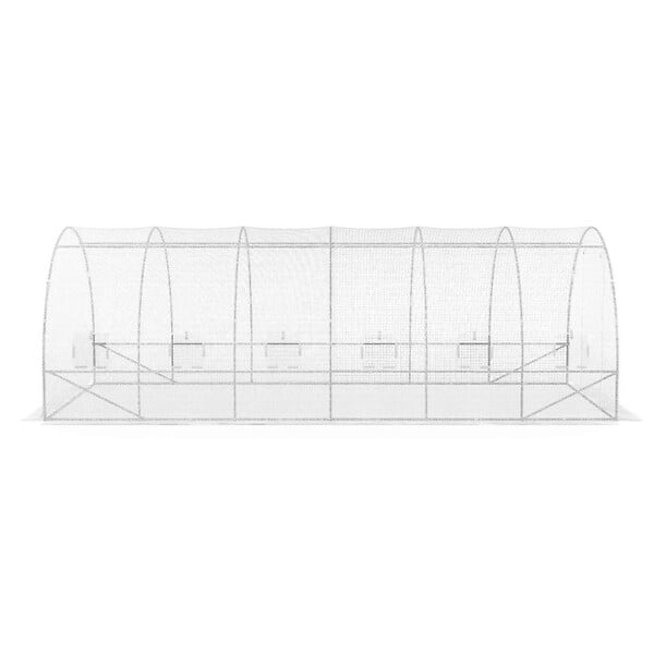 ID MARKET - Bâche de rechange pour serre de jardin tunnel 18m² 6 x 3 x 2 m anti-UV avec porte et fenêtres CRIMÉE blanche - large
