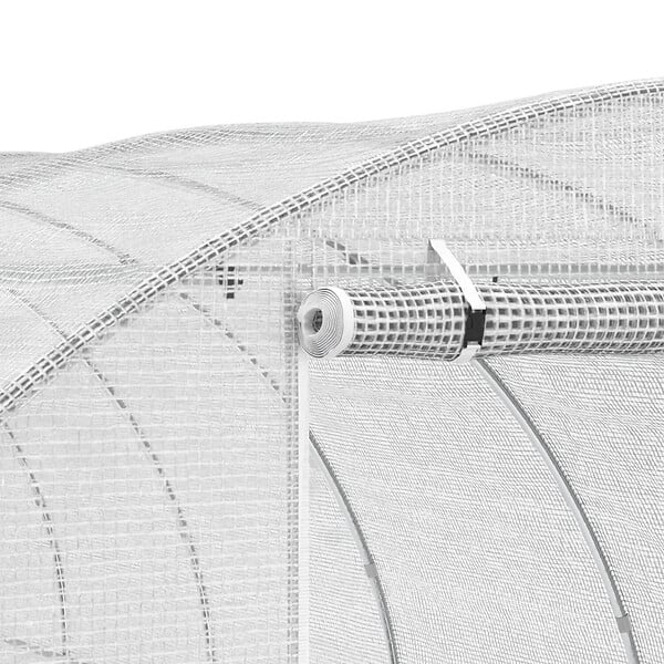 ID MARKET - Bâche de rechange pour serre de jardin tunnel 18m² 6 x 3 x 2 m anti-UV avec porte et fenêtres CRIMÉE blanche - large