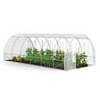 ID MARKET - Bâche de rechange pour serre de jardin tunnel 18m² 6 x 3 x 2 m anti-UV avec porte et fenêtres CRIMÉE blanche toutes saisons - vignette