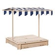 OUTSUNNY - Bac à sable carré en bois pour enfant dim. 106L x 106l cm avec bancs et couvercle - auvent réglable - vignette