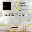 OUTSUNNY - Bac à sable carré en bois pour enfant dim. 106L x 106l cm avec bancs et couvercle - auvent réglable - vignette