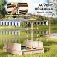 OUTSUNNY - Bac à sable carré en bois pour enfant dim. 106L x 106l cm avec bancs et couvercle - auvent réglable - vignette