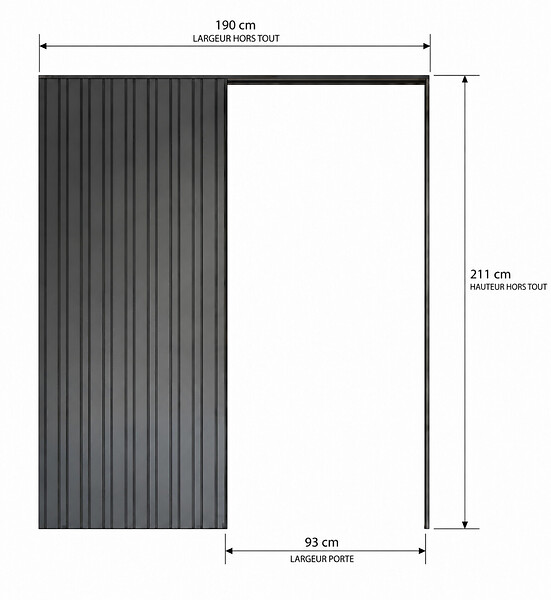 GD MENUISERIES - Porte Coulissante bois Ayous Vitrée H204 x L93 cm, Galandage, kit finition - large