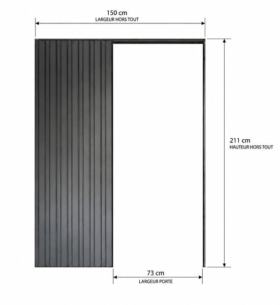 GD MENUISERIES - Porte Coulissante bois Frake Vitrée H204 x L73 cm, Galandage - large