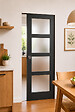 GD MENUISERIES - Porte Coulissante Telia Noir Vitrée H204 x L83 cm, Galandage - vignette