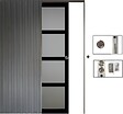GD MENUISERIES - Porte Coulissante Telia Noir Vitrée H204 x L83 cm, Galandage - vignette