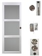 GD MENUISERIES - Porte Coulissante Kenya blanc Vitrée H204 x L73 cm, serrure condamnation - vignette