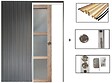GD MENUISERIES - Porte Coulissante bois Frake Vitrée H204 x L83 cm, Galandage, kit de finition - vignette