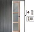 GD MENUISERIES - Porte Coulissante bois Frake Vitrée H204 x L83 cm, Galandage - vignette