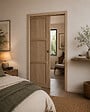 GD MENUISERIES - Porte Coulissante bois Frake 3 Panneaux H204 x L73 cm, Galandage, kit de finition - vignette
