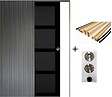 GD MENUISERIES - Porte Coulissante Telia noir 4 panneaux H204 x L73 cm, Galandage, kit finition (coquille et tire doigt) - vignette