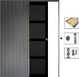 GD MENUISERIES - Porte Coulissante Telia noir 4 panneaux H204 x L73 + SYSTEME de galandage et kit finition inclus - vignette