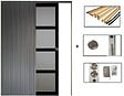 GD MENUISERIES - Porte Coulissante Telia Noir Vitrée H204 x L73 cm, Galandage, kit de finition - vignette