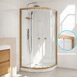AURLANE - Cabine de Douche 1/4 de cercle 90x90x200/230cm Effet Bois et Fonds Blancs - Receveur Bas - vignette