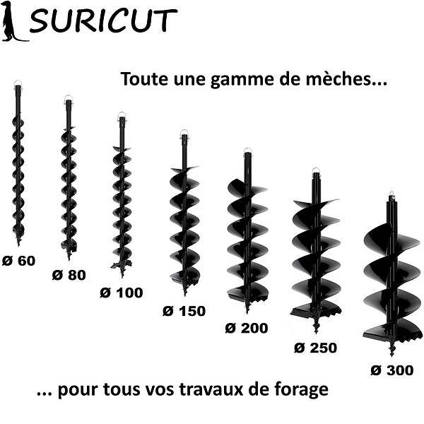 SURICUT - Mèche SEMI-PROFESSIONNELLE Ø 60 mm pour tarière thermique - large