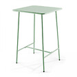 OVIALA - Table haute de jardin carrée en acier vert sauge 70cm - Palavas - vignette
