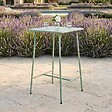 OVIALA - Table haute de jardin carrée en acier vert sauge 70cm - Palavas - vignette