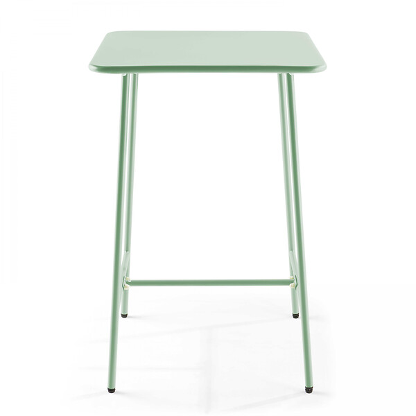 OVIALA - Table haute de jardin carrée en acier vert sauge 70cm - Palavas - large