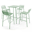 OVIALA - Table haute de jardin carrée en acier vert sauge 70cm - Palavas - vignette