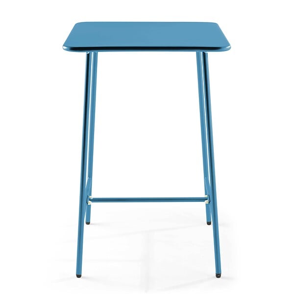 OVIALA - Table haute de jardin carrée en acier bleu pacific - Palavas - large