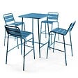 OVIALA - Table haute de jardin carrée en acier bleu pacific - Palavas - vignette